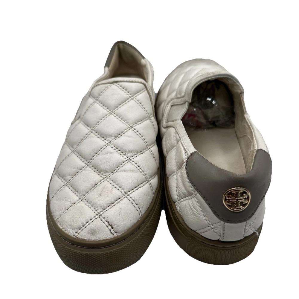 Tory Burch Savannah‎ Quilted White Slip On Leather Sneakers Size 7 Retail $238